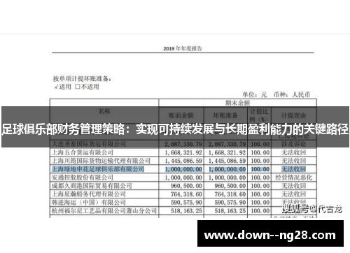 足球俱乐部财务管理策略：实现可持续发展与长期盈利能力的关键路径